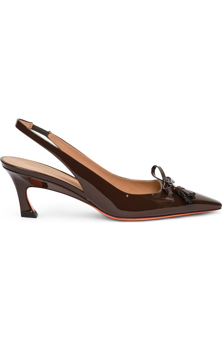 Santoni Patent Leather Mid-Heel Slingback, Main, color, Brown