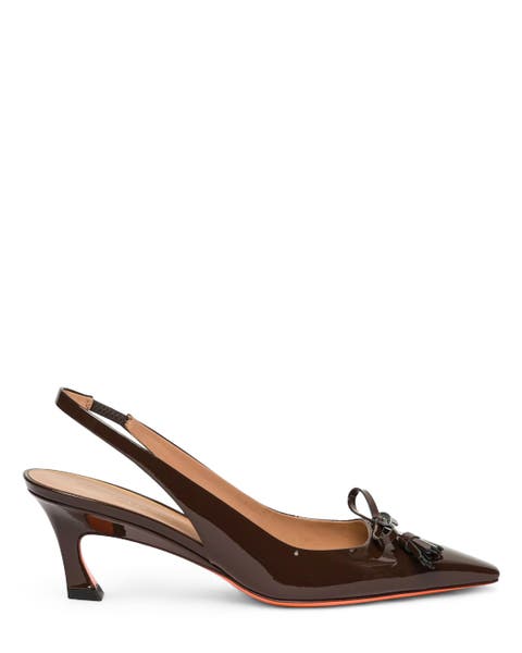 Patent Leather Mid-Heel Slingback