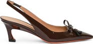 Santoni Patent Leather Mid-Heel Slingback