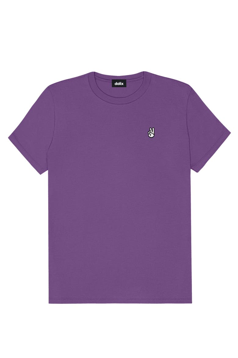 Womens Peace Sign Jersey Relaxed Tee, Alternate, color, Purple