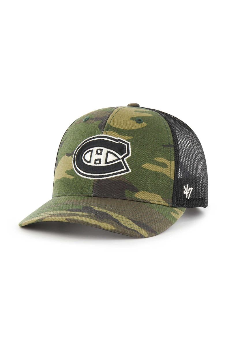 '47 Men's '47 Camo/Black Montreal Canadiens Trucker Snapback Hat, Main, color, Camo