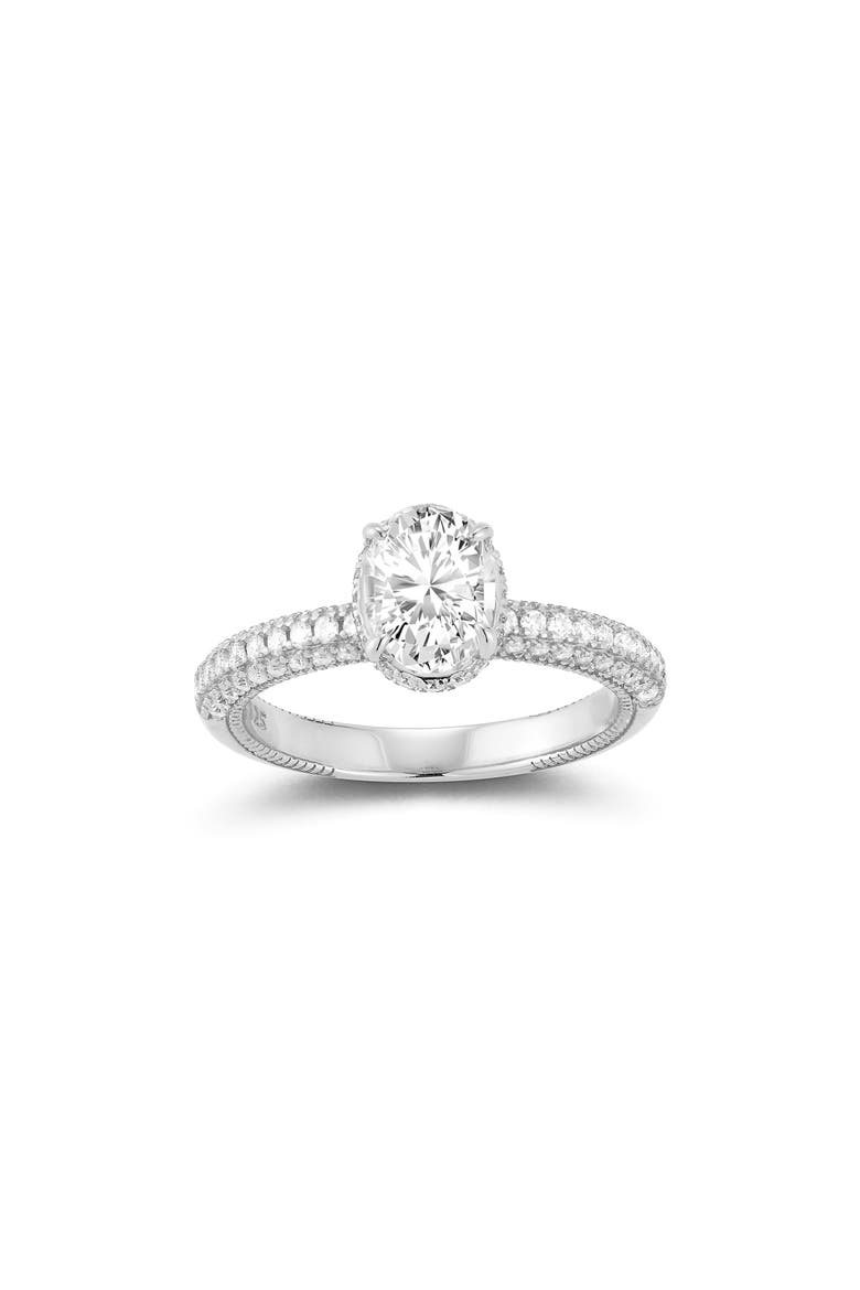 Oval Moissanite Ring, Main, color, SILVER