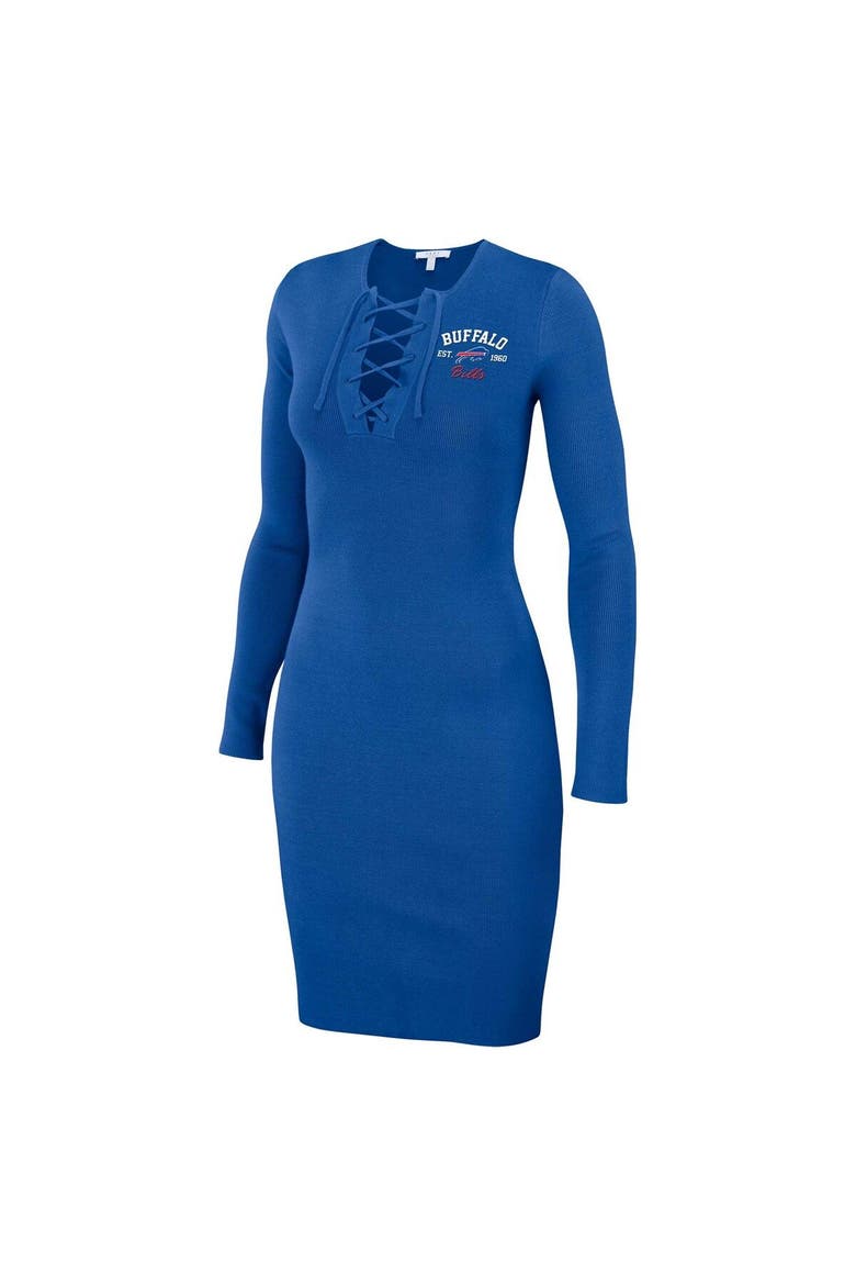 Women's WEAR by Erin Andrews Royal Buffalo Bills Lace Up Long Sleeve Dress, Alternate, color, Royal