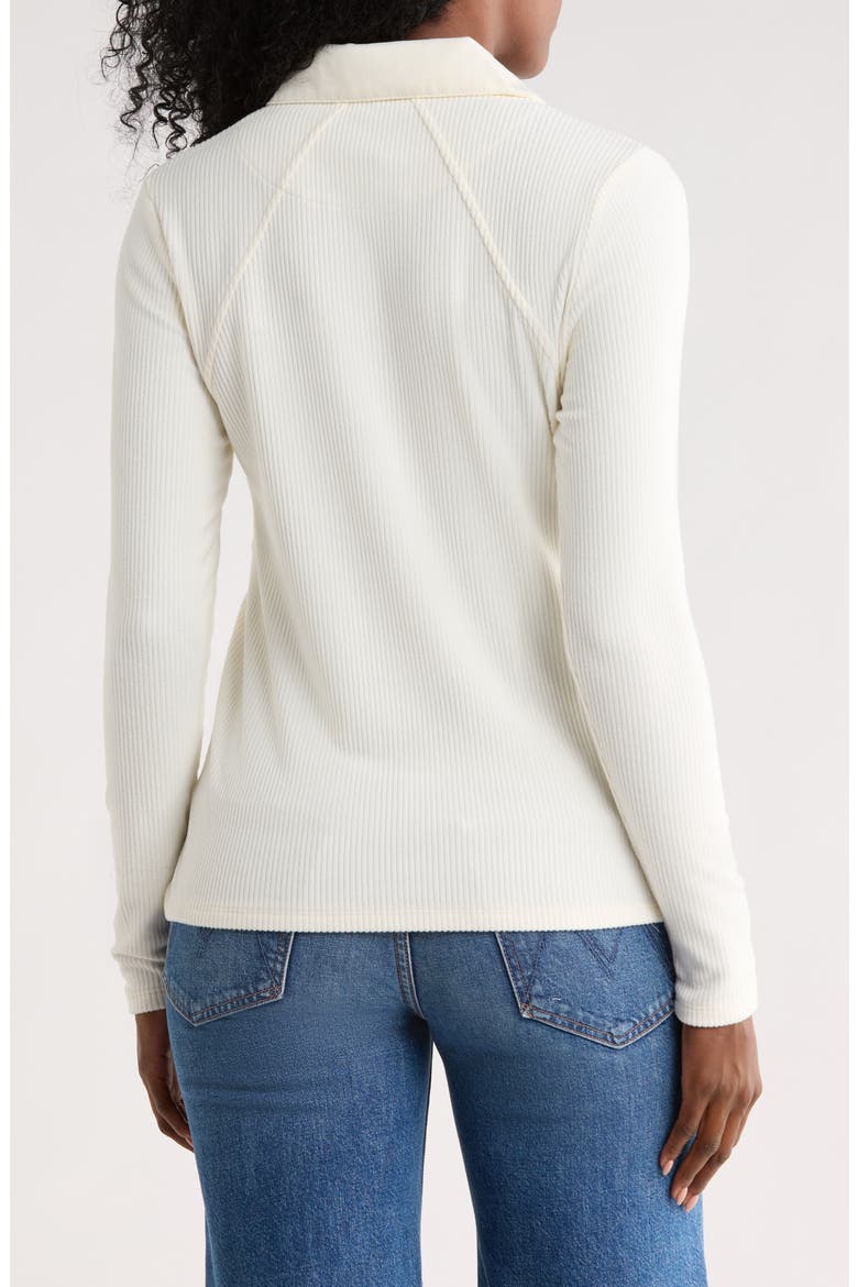 Long Sleeve Ribbed Polo, Alternate, color, EGRET