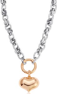 Ettika Mixed Finish Heart Pendant Necklace