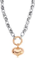 Ettika Mixed Finish Heart Pendant Necklace