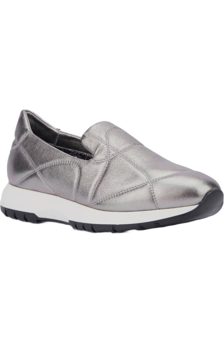 Aquatalia Katya Quilted Weatherproof Slip-On Sneaker, Main, color, Silver