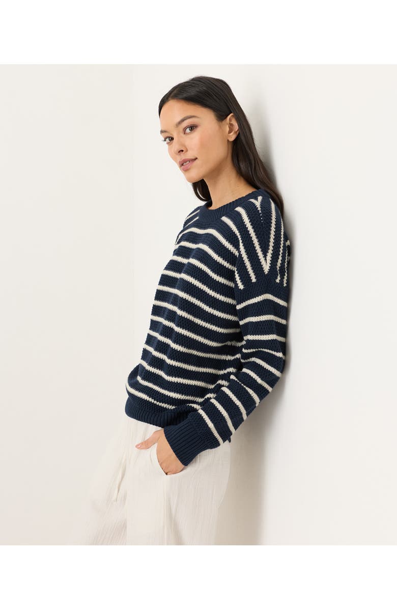 Pact Organic Cotton Shoreline Pullover Sweater, Alternate, color, Seabreeze Stripe Navy Blue