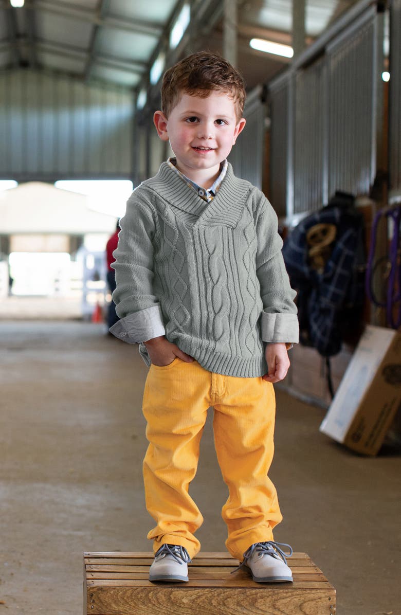 RuggedButts Cable Knit Sweater & Plaid Shirt Set, Alternate, color, 