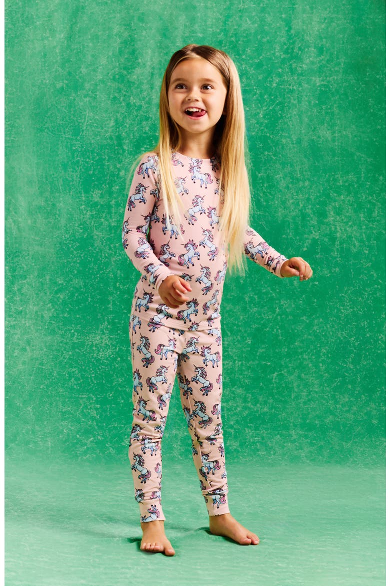 Kids' Print Fitted Two-Piece Pajamas, Alternate, color, SPARKLE THE UNICORN