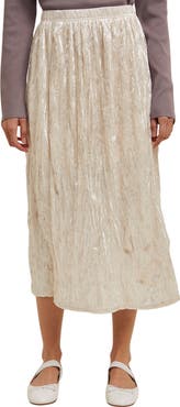 WISHLIST Crinkle Velvet Midi Skirt