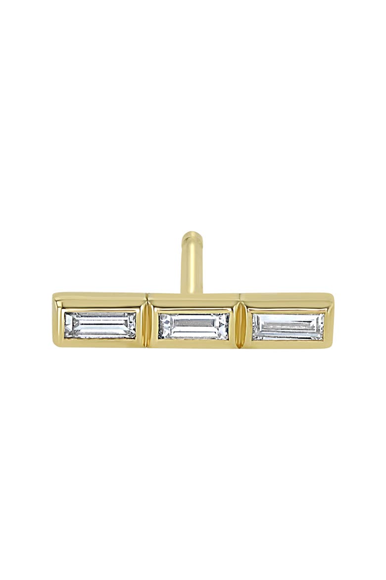 Single Baguette Diamond Bar Stud Earring, Main, color, 14K GOLD