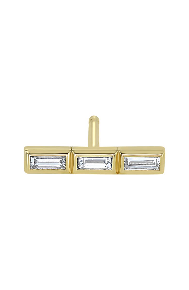 Zoë Chicco Single Baguette Diamond Bar Stud Earring, Main, color, 14K Gold