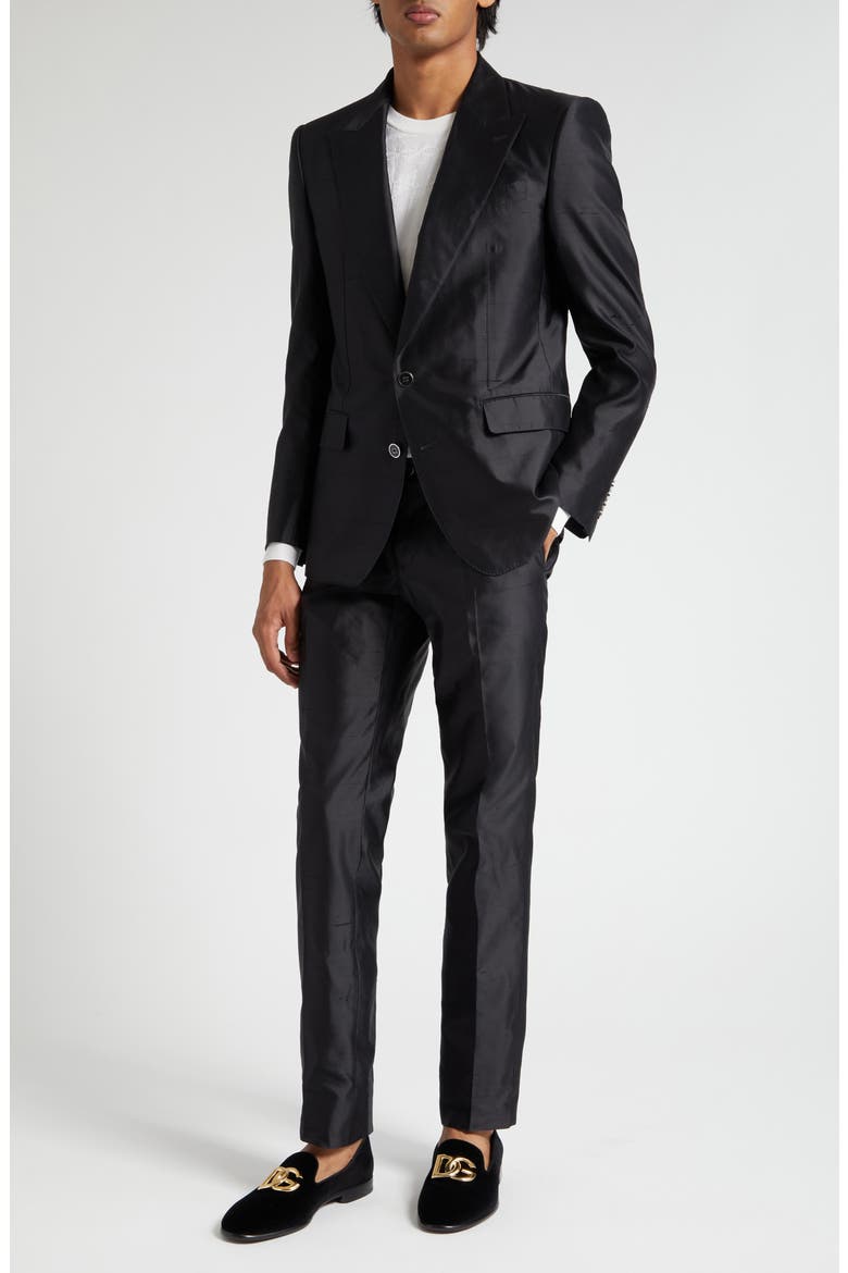 Sicilia Fit Silk Shantung Two-Piece Suit, Main, color, BLACK