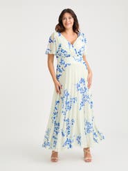 Scarlett & Jo Isabelle Printed Angel Sleeve Maxi Dress