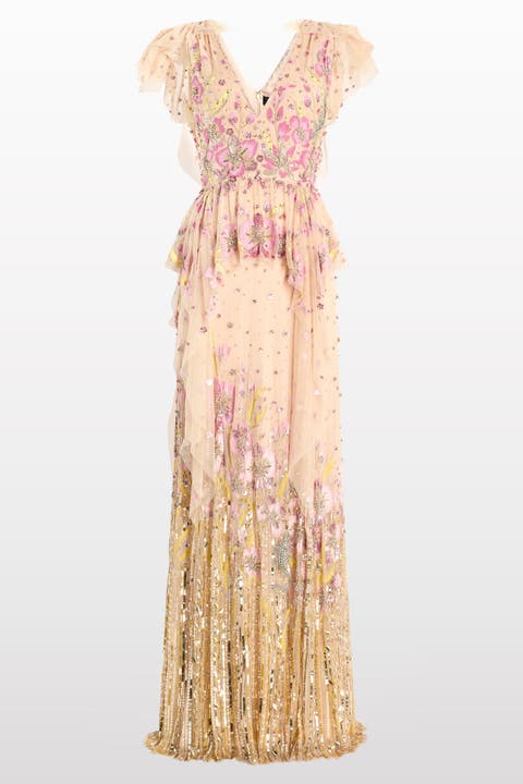 Flower Power Floral Sequin-Embellished Gown