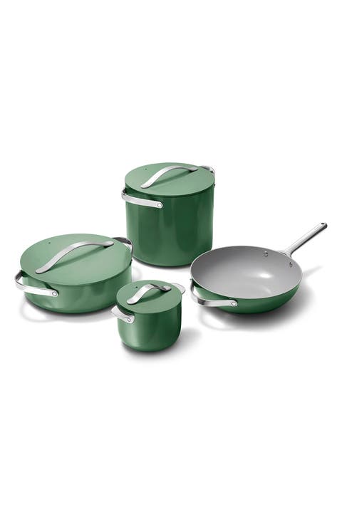Nonstick Ceramic 7-Piece Cookware Set with Lid Storage