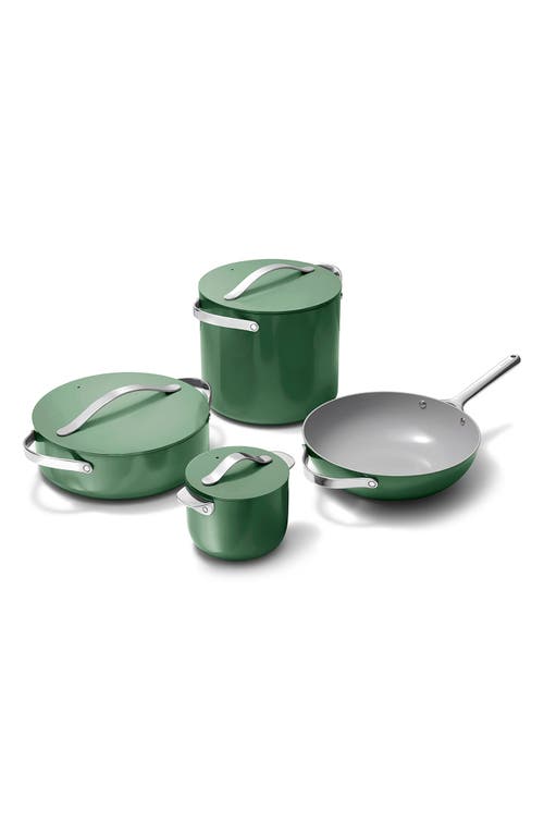 CARAWAY Nonstick Ceramic 7-Piece Cookware Set with Lid Storage in Sage 