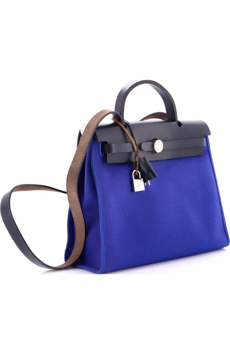 Pre-Owned Hermes Herbag Zip Leather and Toile 31, Alternate, color, Bleu Royal