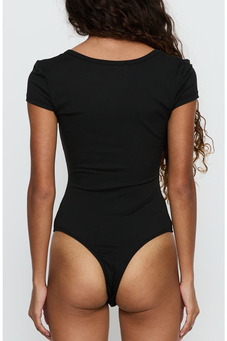 Laretta Button Up Bodysuit, Alternate, color, BLACK