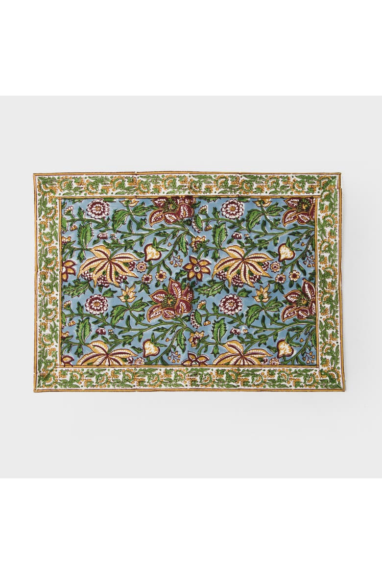 Florin Hand Block Printed Cotton Placemats - Set of 4, Alternate, color, Florin
