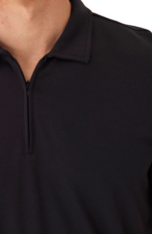 Threads 4 Thought Erick Solid Peached Piqué Zip Polo In Black