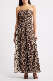 Parker Seleste Floral Strapless Maxi Dress
