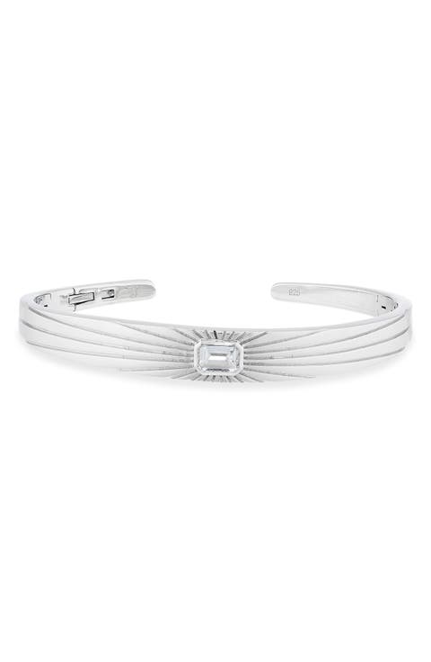 Ray of Light Sterling Silver & White Topaz Cuff Bracelet