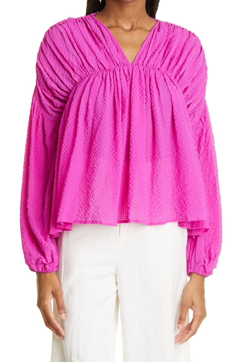 Maelys Gathered Top, Main, color, FLAMINGO