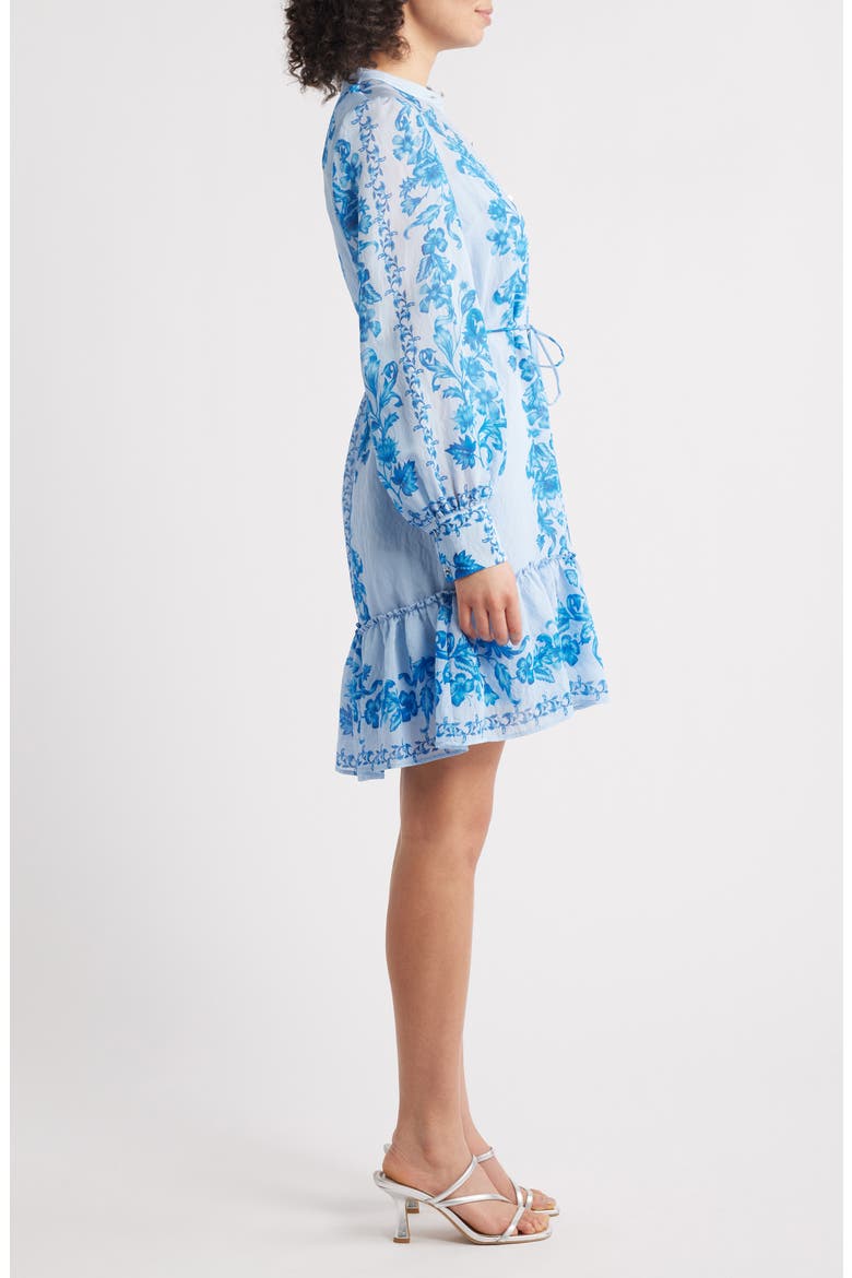 Floral Print Long Sleeve Shirtdress, Alternate, color, BLUE