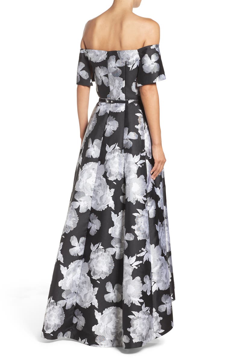 Vince Camuto Belted Jacquard Off the Shoulder Gown, Alternate, color, 