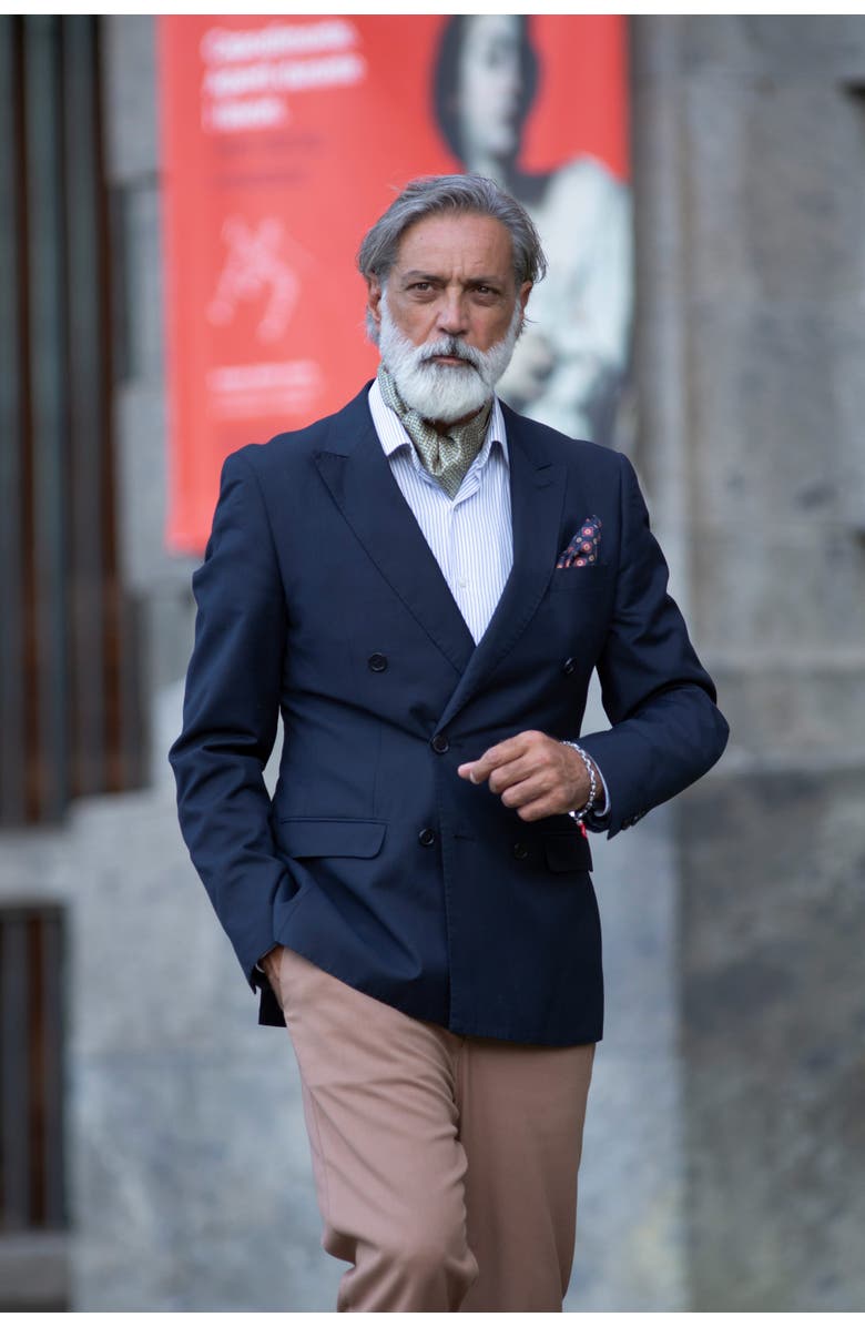 Elizabetta Condotti - Silk Ascot Cravat Tie for Men, Alternate, color, Yellow And Blue