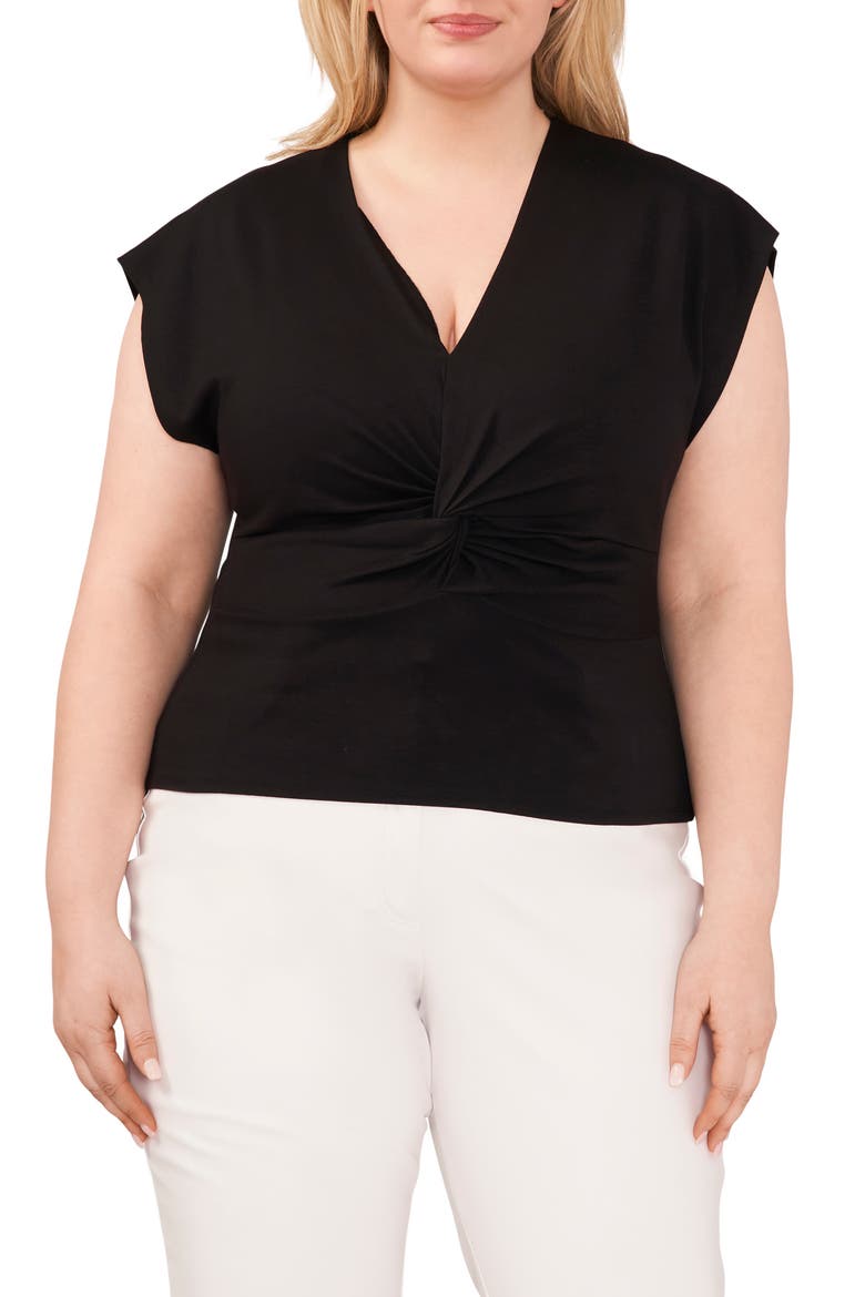 Twist Front Knit Top, Main, color, RICH BLACK
