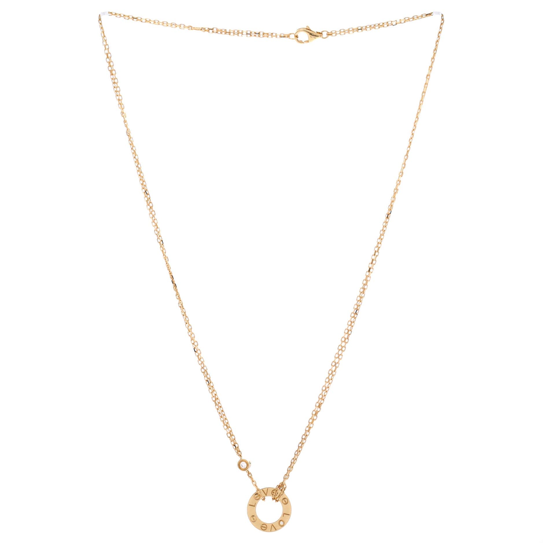 2 Diamonds Love Pendant Necklace 18K Yellow Gold and Diamonds, Alternate, color, Metallic Gold
