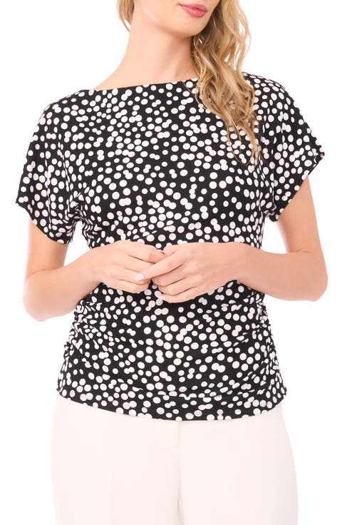 Shirred Dolman Short Sleeve Ponte Top (Regular & Petite)