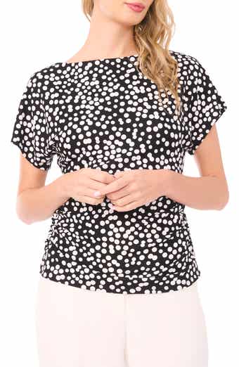 Shirred Dolman Short Sleeve Ponte Top