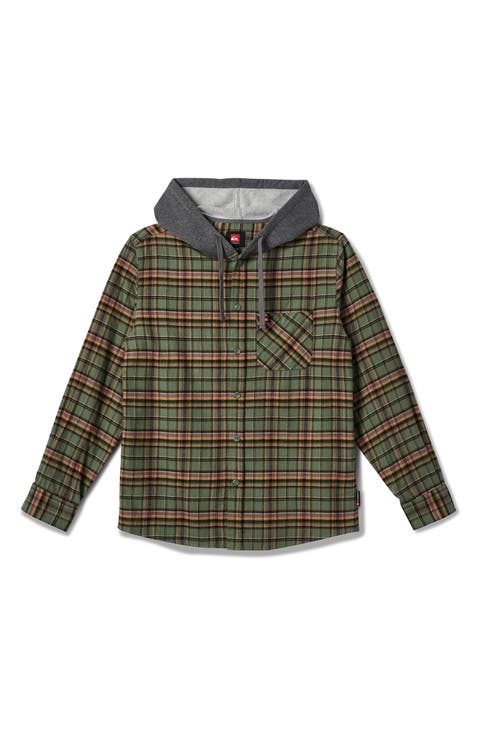 Mondo Plaid Hooded Button-Up Shirt