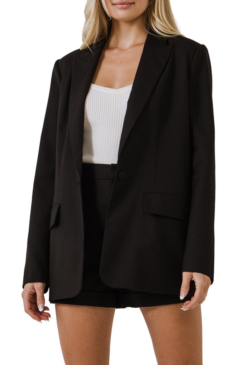 Single Breasted Blazer, Main, color, BLACK