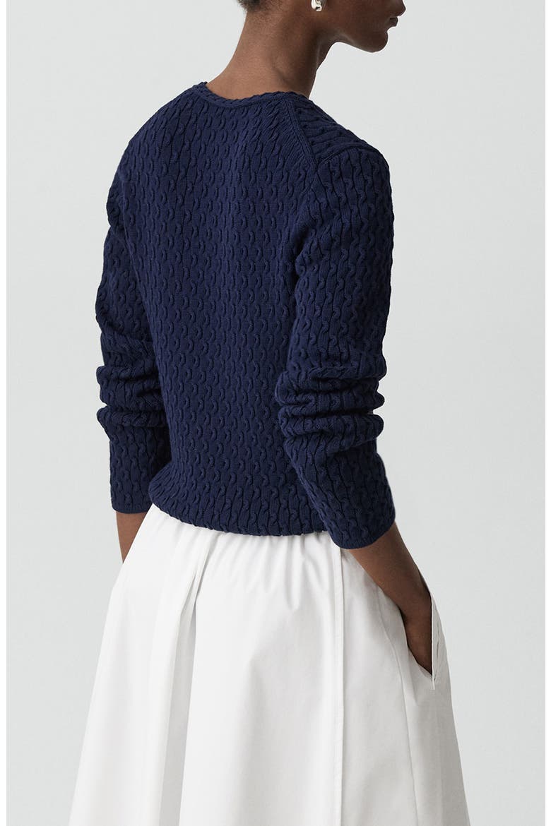 Cable Stitch Organic Cotton Sweater, Alternate, color, NAVY