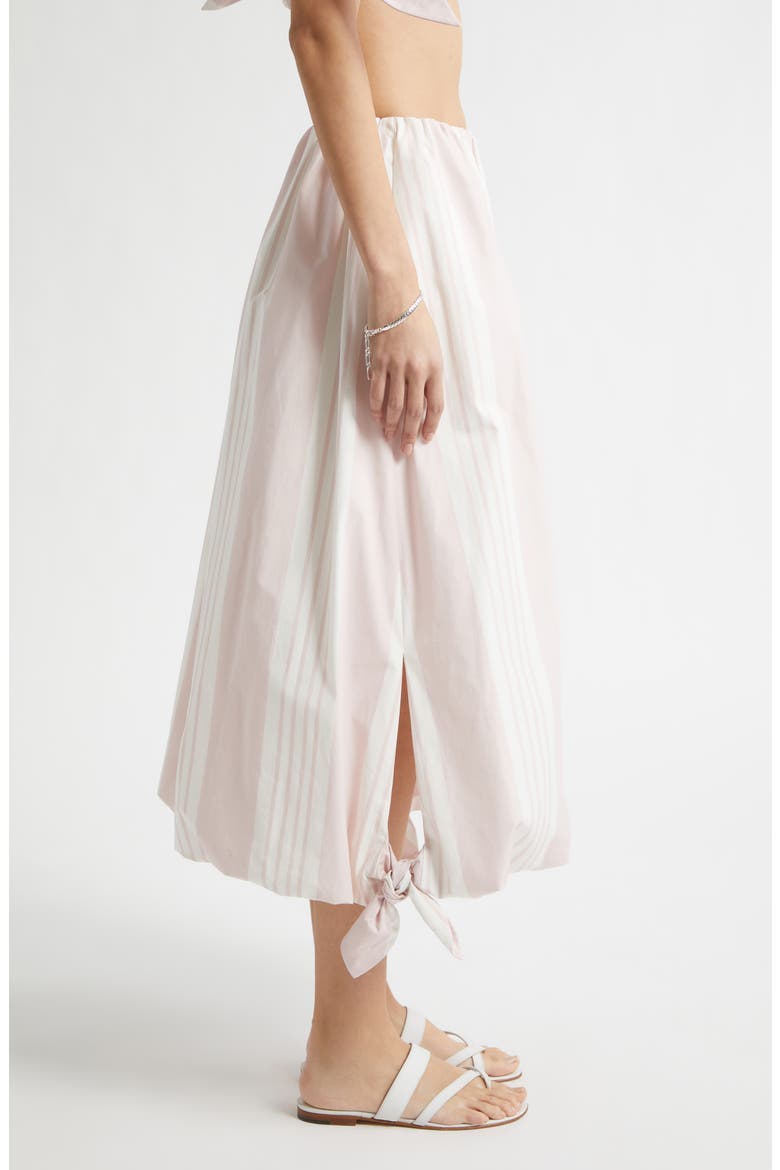Rosie Stripe Side Tie Bubble Hem Midi Skirt, Alternate, color, PINK STRIPE