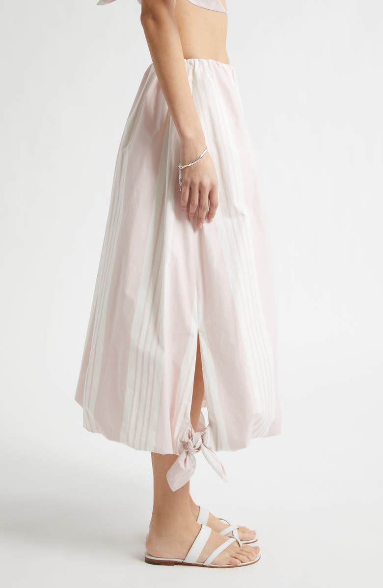 POSSE Rosie Stripe Side Tie Bubble Hem Midi Skirt, Alternate, color, Pink Stripe