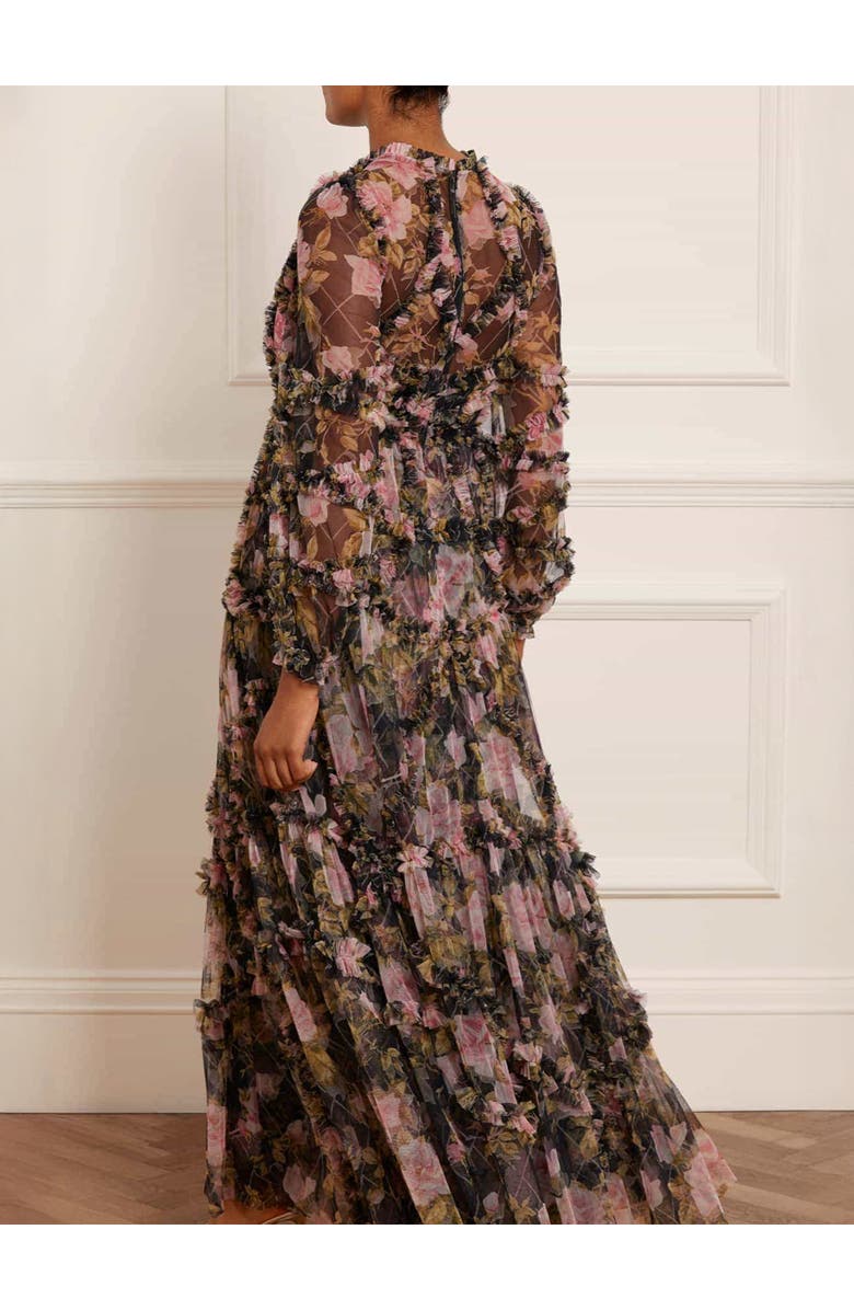 Needle & Thread English Rose Diamond Ruffle Gown, Alternate, color, Graphite