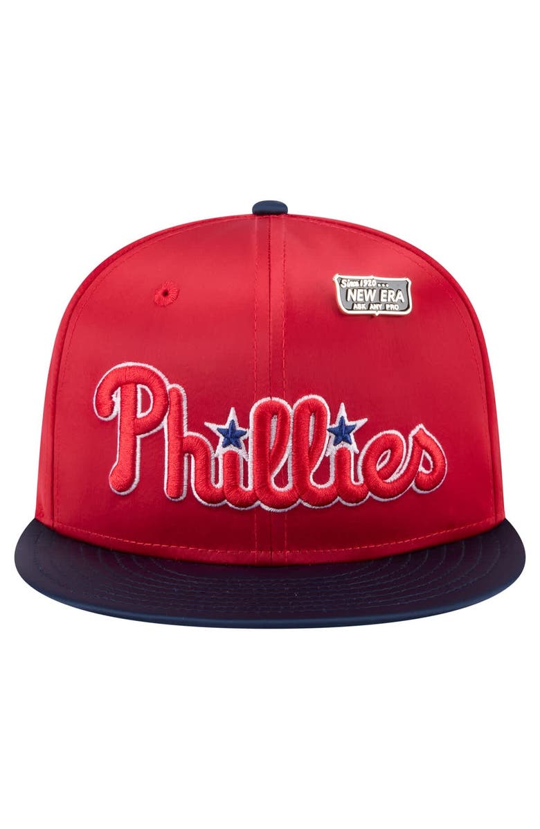 New Era Men's New Era Red/Navy Philadelphia Phillies Satin 59FIFTY Fitted Hat, Alternate, color, Red