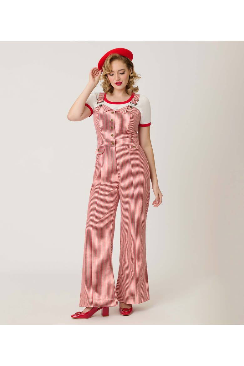 Wide Leg Dungarees, Alternate, color, Red & White Stripe