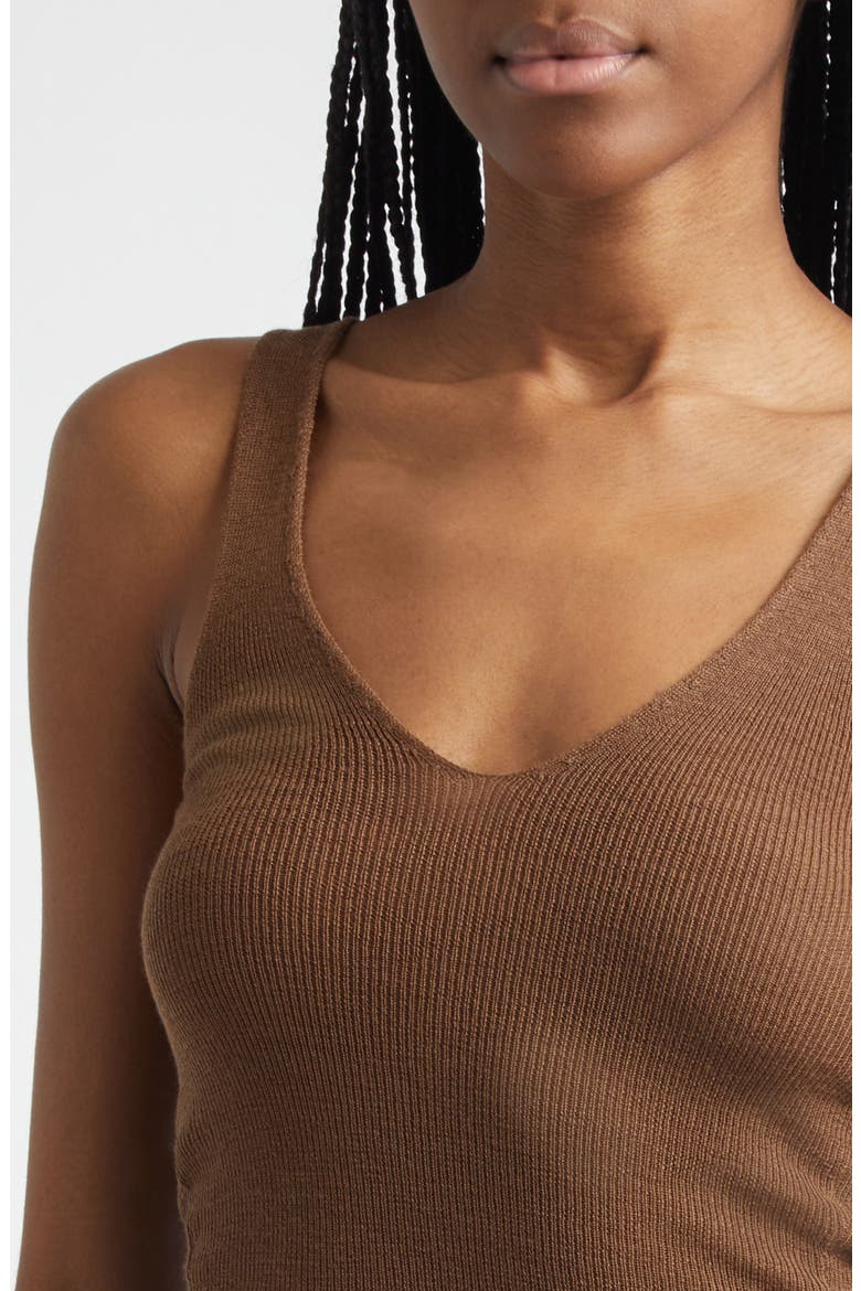 Cindy Rib Extrafine Merino Wool Tank, Alternate, color, CACAO