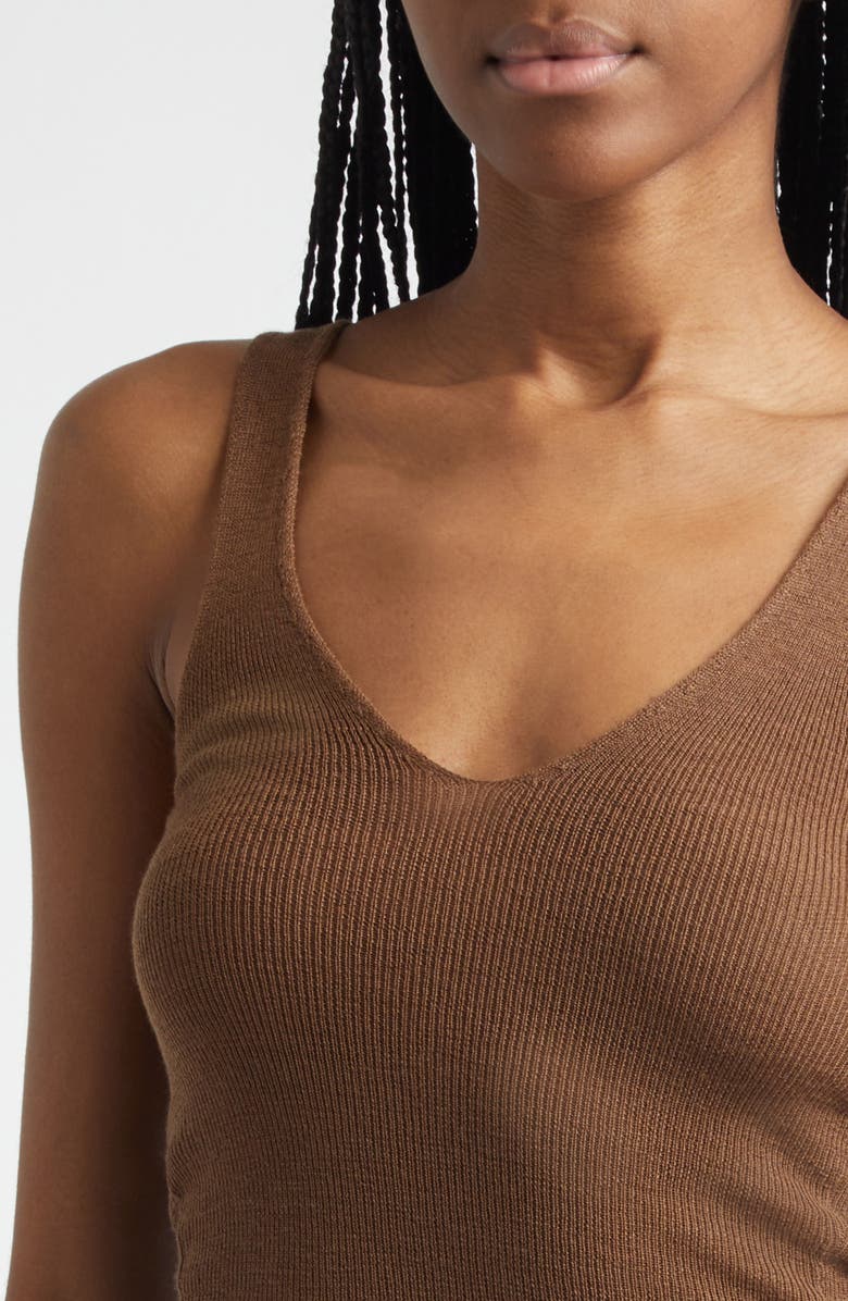 Haikure Cindy Rib Extrafine Merino Wool Tank, Alternate, color, Cacao