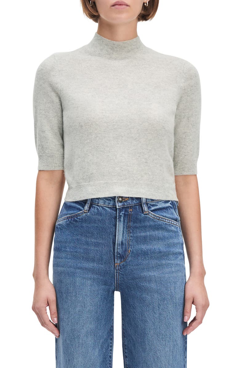 Favorite Daughter The Bonnie Mock Neck Cashmere Sweater, Main, color, Light Heather Grey