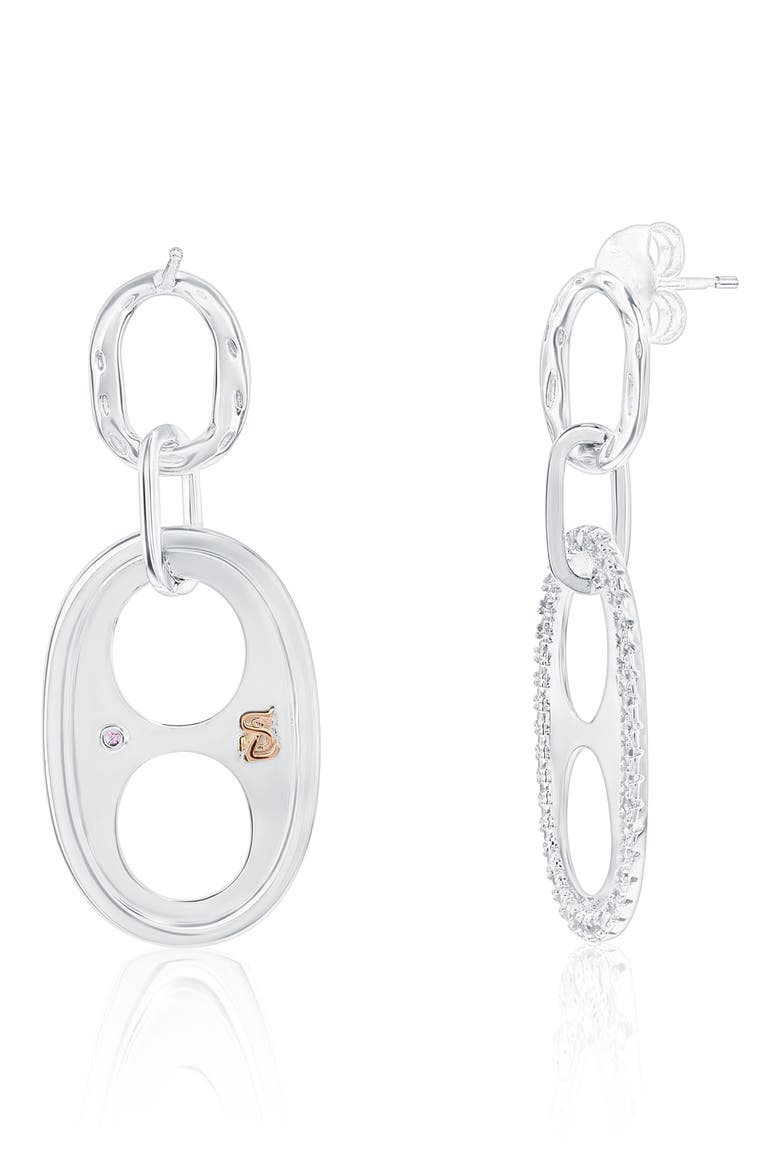 Double Circle Drop Earrings, Alternate, color, SILVER