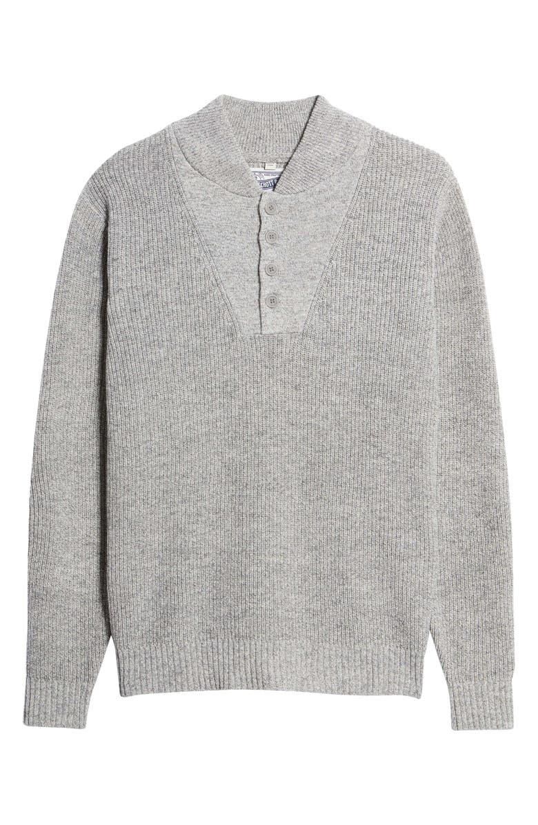 Schott NYC Wool Blend Military Henley Sweater, Alternate, color, Heather Grey