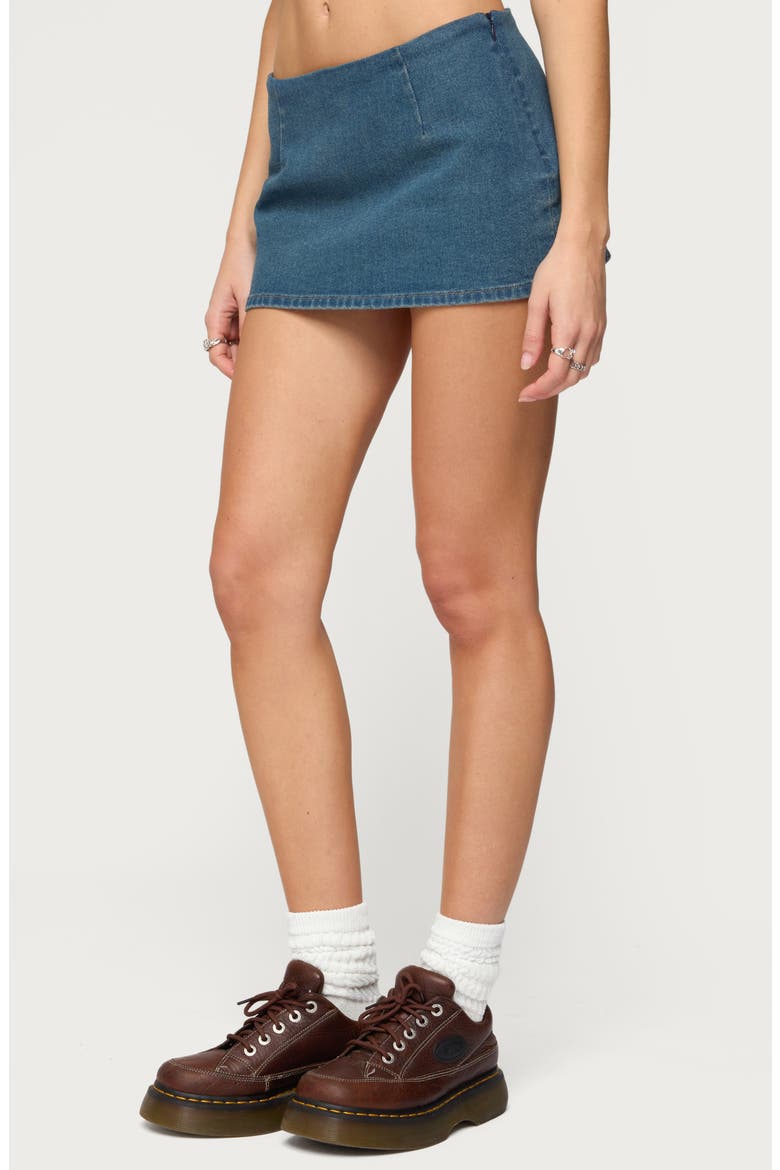 Monrow Low Rise Denim Microskort, Alternate, color, BLUE-WASHED